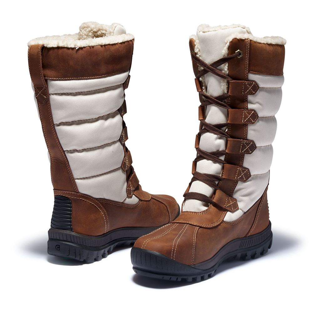 Bota Neve Feminino - Timberland Mt. Hayes Tall Impermeavel - NMGOC4902 - Marrom/Branco